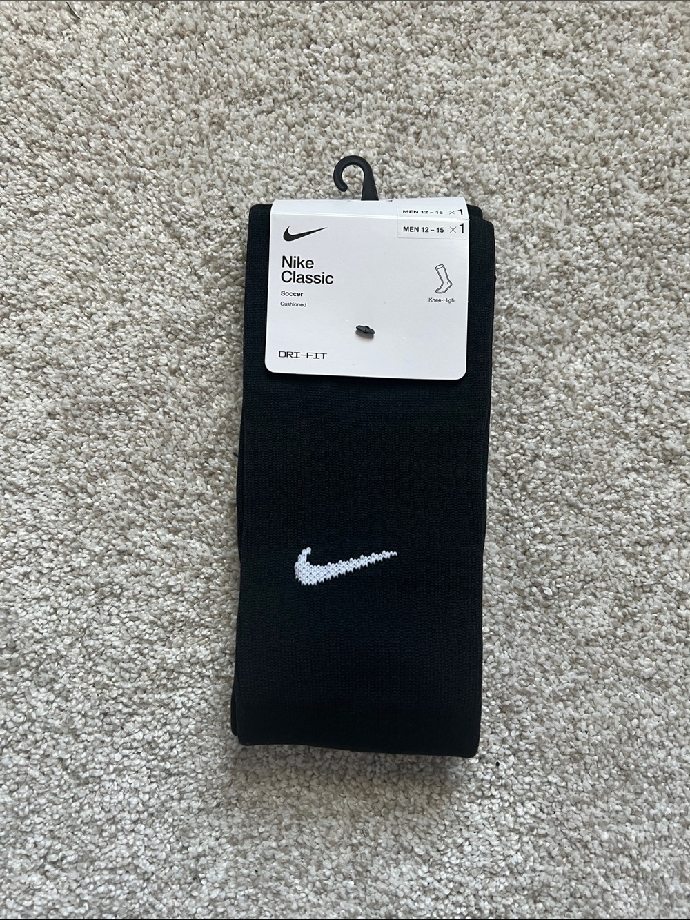 Nike Men's Black Soccer Knee-High Socks with White Swoosh